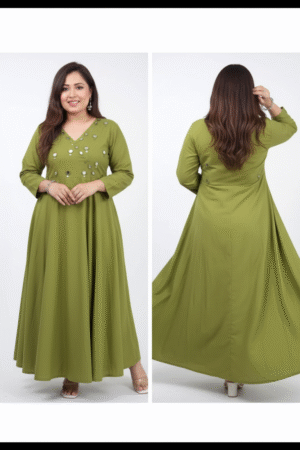 Enchanting Mirror Work Anarkali – A Play of Colors & Grace